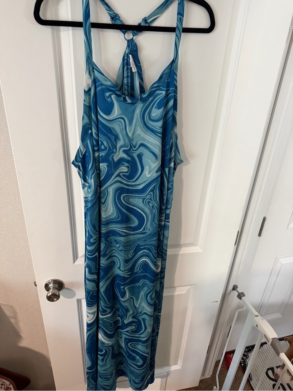 Lularoe Blue Swirl Maxi Dress - Women's Strappy Summer Dress